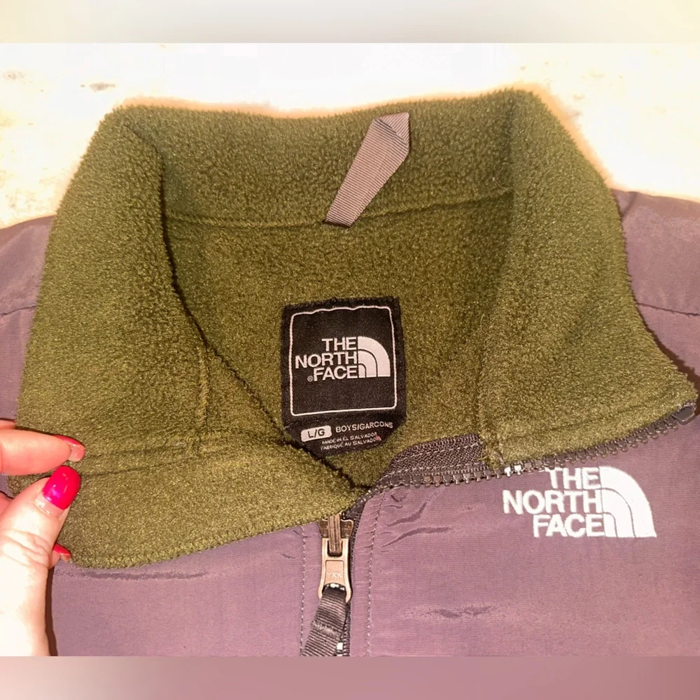 The North Face Boys Large Green‎ and Dark Gray Fleece Jacket Full Zip